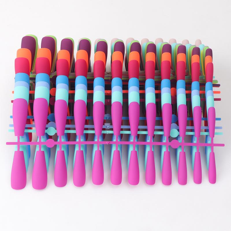 24pcs/set DIY Quick Nails Lengthened Ballet Matte T-shaped False Nails Multi-color Strips Finished Wear Manicure
