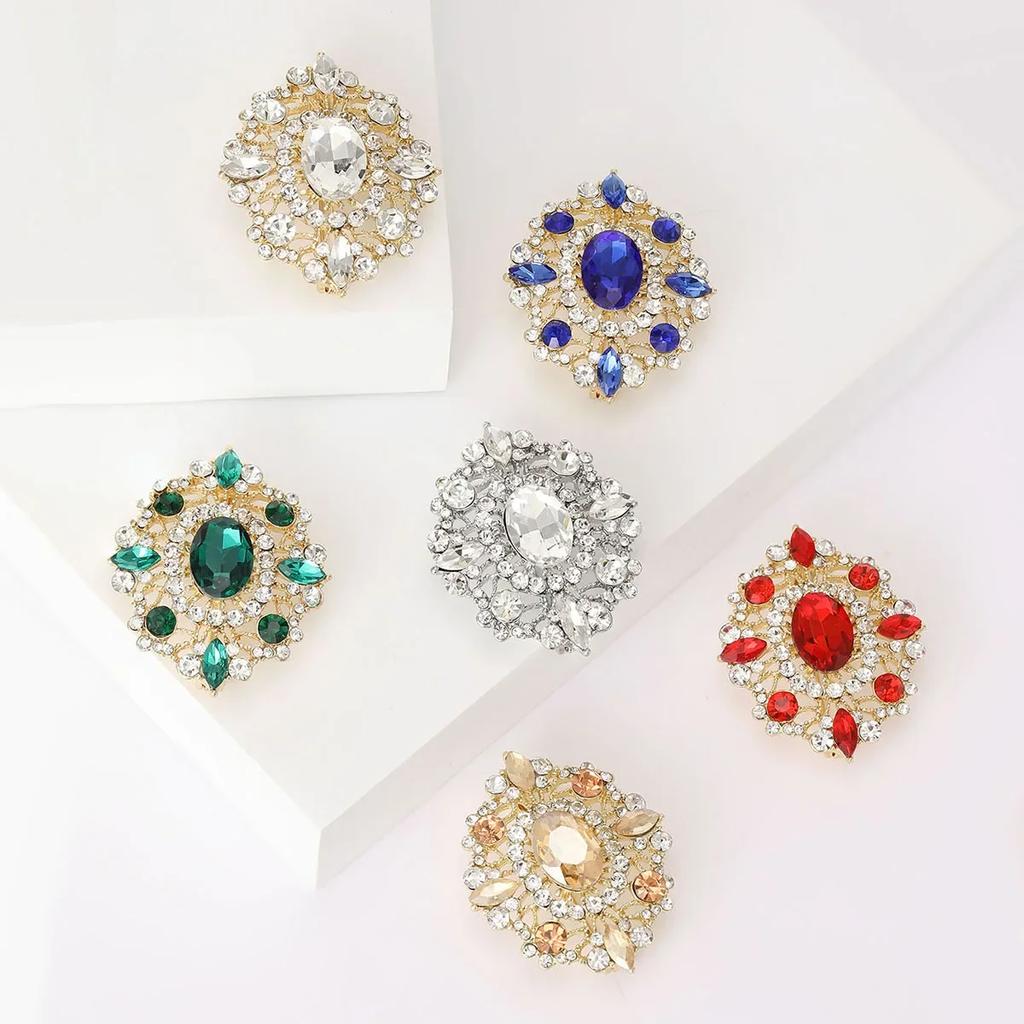 Strass-Blumenbroschen für Damen Unisex Trendig Mehrfarbige Kristall-Brillen-Anstecker Büro Party Freund Geschenke Accessoires