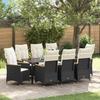 9 Piece Black Poly Rattan Garden Dining Set with Cushions