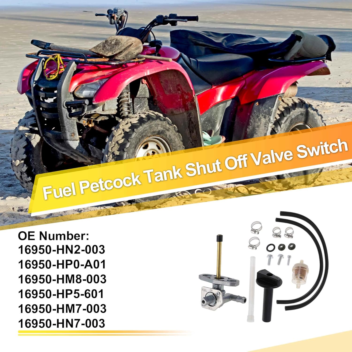 No.16950-HN2-003 ATV Fuel Valve Petcock Gas Tank Switch for Honda Foreman 450 TRX450ES 4x4 ES and 450 TRX450S Fuel Gas Petcock Valve Tank Switch Pump