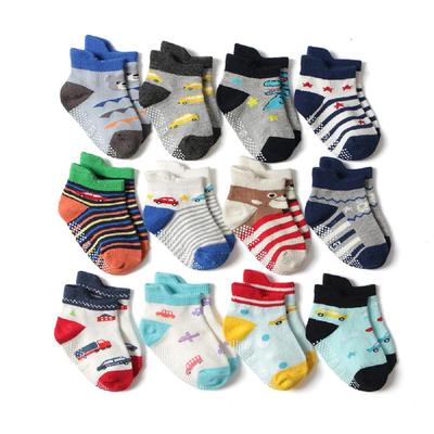 Set of 12 Short Socks with Vehicle Crew Length Socks [Eiho] Boys' Socks, Boys' Anti-Slip Ankles, (Boys' Vehicles, 12-14cm)