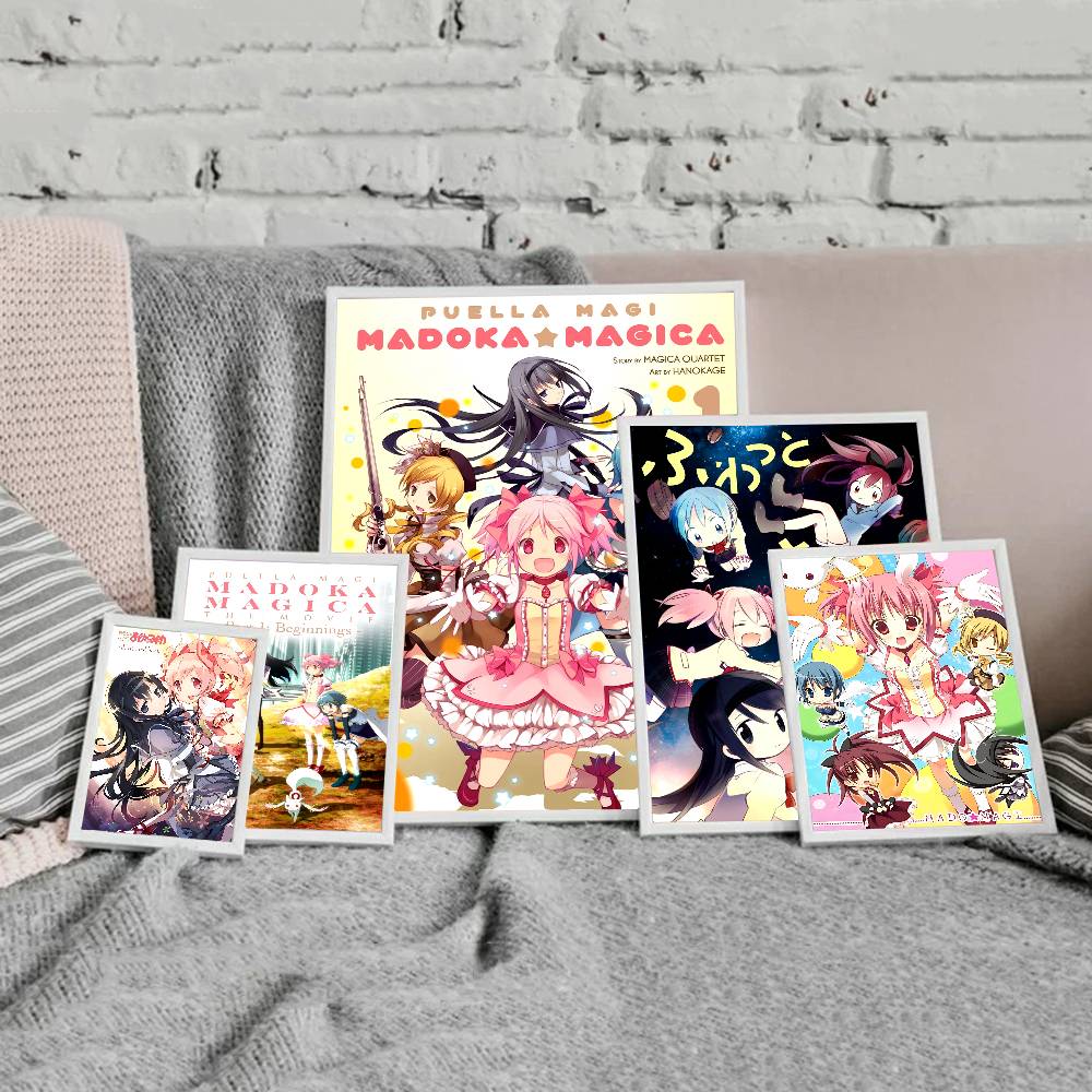 Anime P-Puella Magi Madoka Magica Girl Vintage Posters Sticky Retro Kraft Paper Sticker DIY Room Bar Cafe Kawaii Room Decor