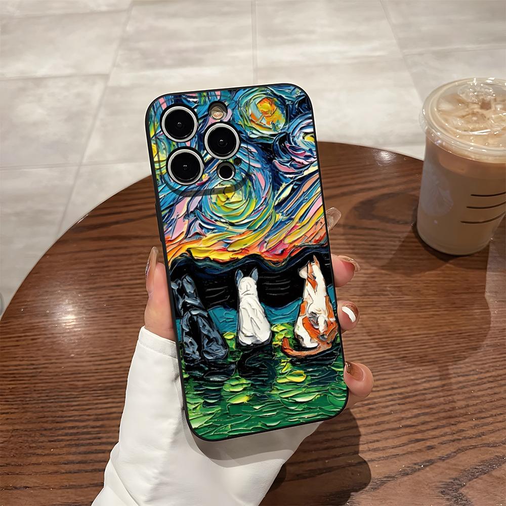 Oil Painting Phone Case For 17 Pro Max Iphone 14 Pro Max 12 16 15 13 Pro 11 Xr X Xs 8 7 Plus Back Cover