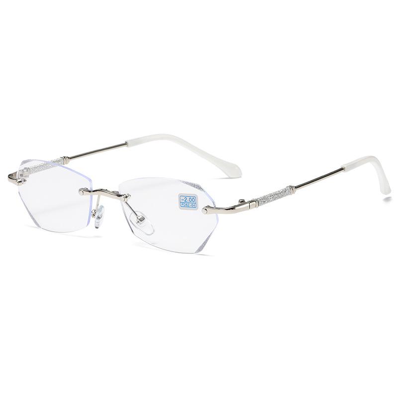 

Women Frameless Reading Glasses Anti Blue Light 0 To +4 0 Diamond Rimmed Anti Reflective Presbyopic Glasses 0