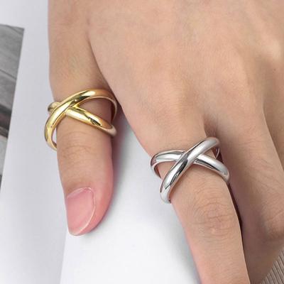 925 Sterling Silver Overlapping Adjustable Rings For Women Engagement Luxury Jewelry Ladies Accessories Wholesale Jewellery