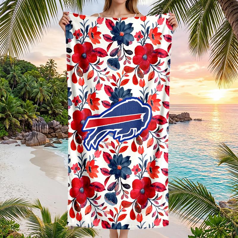 Bills Team Fashion Beach Towel: Ideal for Summer Adventures Soft, absorbent and quick drying suitable for swimming and bathing