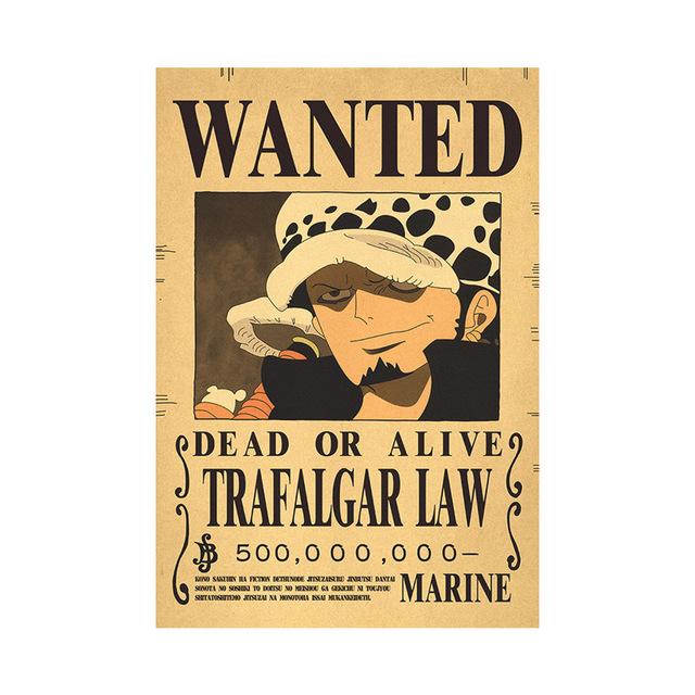 New Anime One Piece Luffy 3 Billion Bounty Wanted Posters Four Emperors Kid Action Figures Vintage Wall Decoration Poster Toys