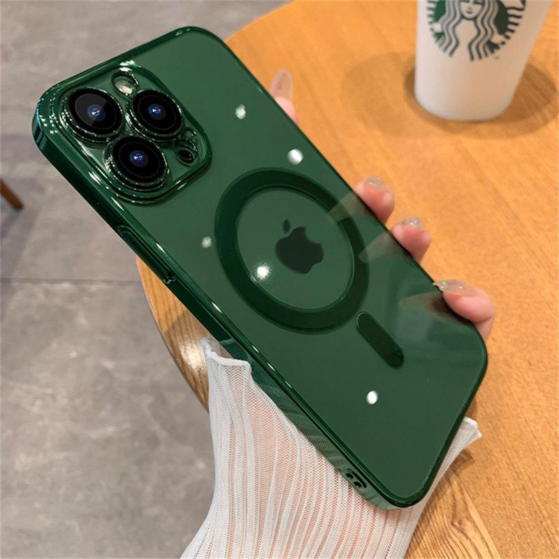 Étui de luxe en Silicone Transparent pour iPhone, compatible modèles 15, 14 Plus, 13, 12, 11 Pro Max, avec chargement magnétique, coque souple antichoc