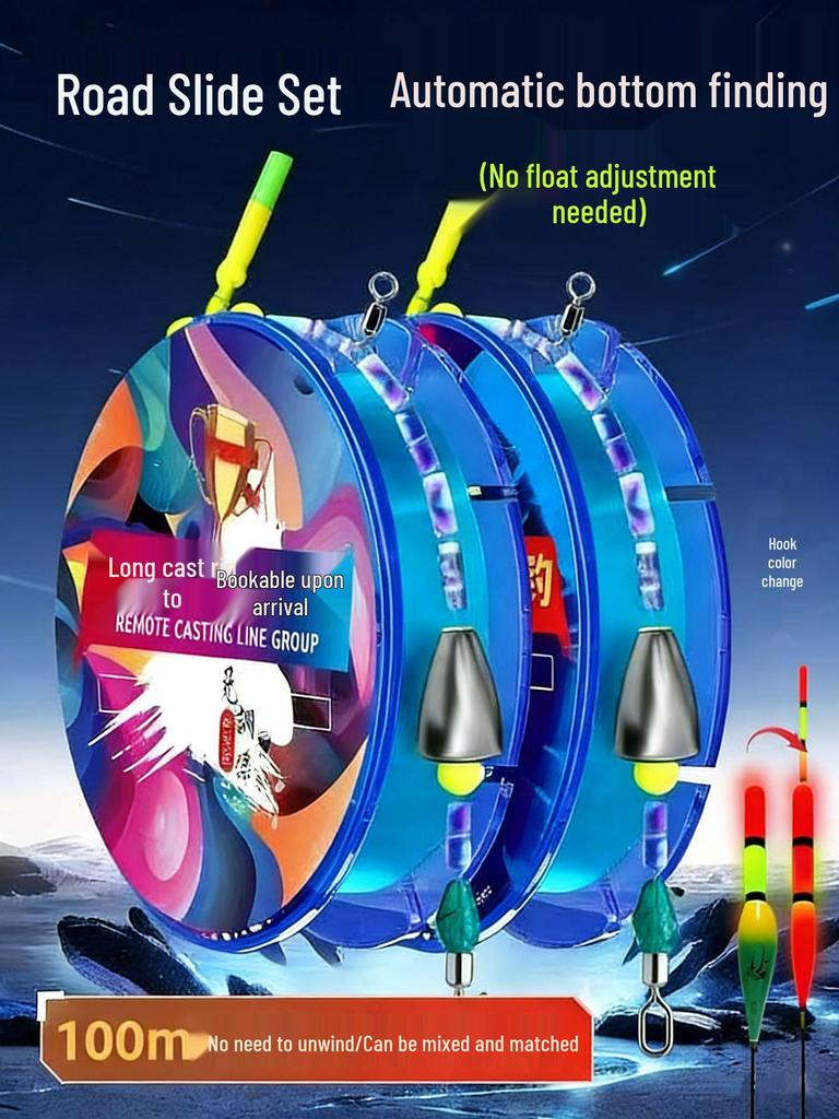 Automatic Bottom-Finding Fishing Line Set for Day/Night Fishing, Long Casting, and Big Fish