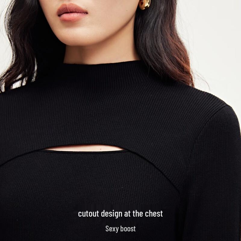 Veromoda Women's Half-High Collar Hollow Knit Top