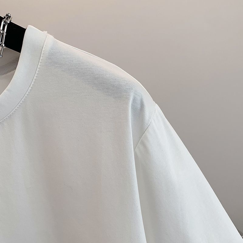 T-shirt Women Summer Stylish Design Large Size Loose Spliced Round Neck Pullover Short-sleeved Tops