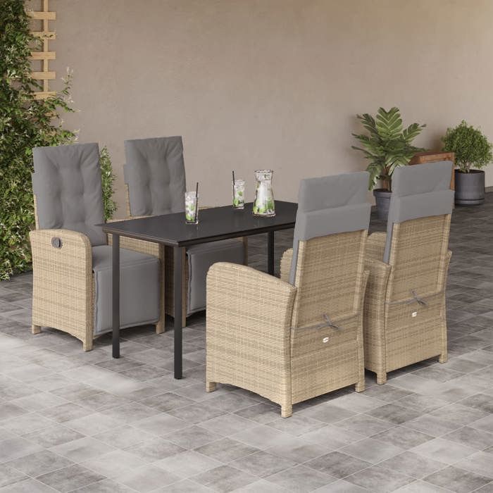 VidaXL Garden Dining Set with Cushions 5 Pcs, Patio Chairs and Table, Terrace Furniture, Modern, Beige 3212593