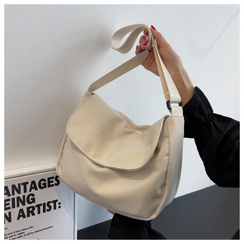 Canvas Postman Bag Damen Umhängetasche Einfache Umhängetasche Klappe Stofftasche Große Kapazität Tasche