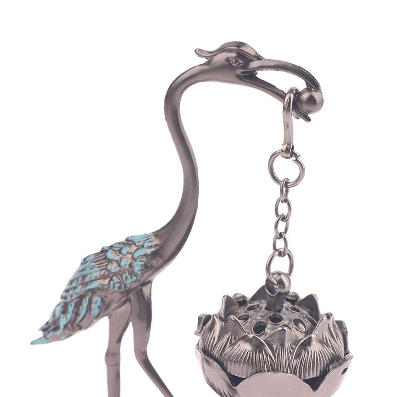 Crane Incense Burner Holder Stove Lotus Incense Burner Antique Alloy Lotus Hanging Stove Tea Ceremony Craft Household Decoration