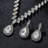 3PC Women's  Luxury Water Drop Zircon Necklace Earrings Jewelry Set Wedding Banquet Party Holiday Gift