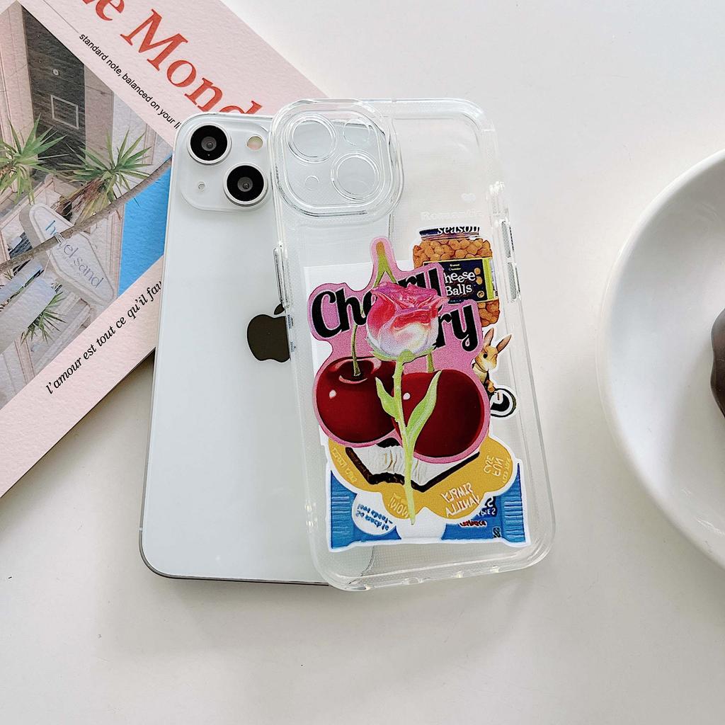 Ins Kirsche Kaninchen Cartoon Schöne Telefon Fall Für Iphone X Xr 11 13 Pro Max Xsmax 12 14 Promax Plus Cartoon label Abdeckung Capa