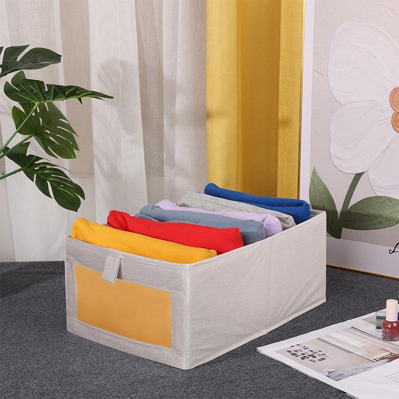 Pants storage box, windowable clothes storage box, foldable clothes, underwear storage, finishing box, storage basket.