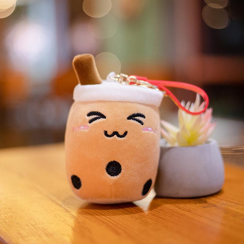 Adorable Milk Tea Cup Plush Keychain Charm for Bags and Home Decor