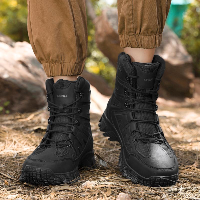 Large size high top non-slip and wear-resistant outdoor hiking and cross-country hiking boots comfortable desert training boots military boots