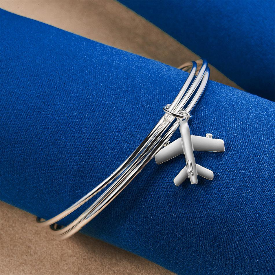 Fashionable 925 Sterling Silver Exquisite Aircraft Bracelet Women Party Wedding Jewelry Accessories