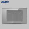 DELEFU Brazil Standard Grey Glass Panel 20A 10A Smart Switch CAT6 Network Socket USB Type-C Wall Outlet Household Charging