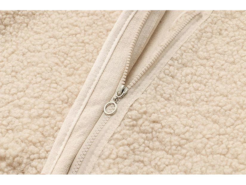 Chaleco de lana de cordero con cremallera para mujer, otoño/invierno, con pelo grueso