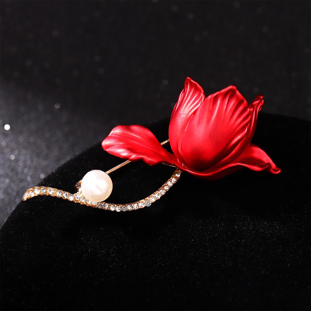 Red Tulip Brooch Premium Coat Corsage Accessories Anti-Light Drip Pin
