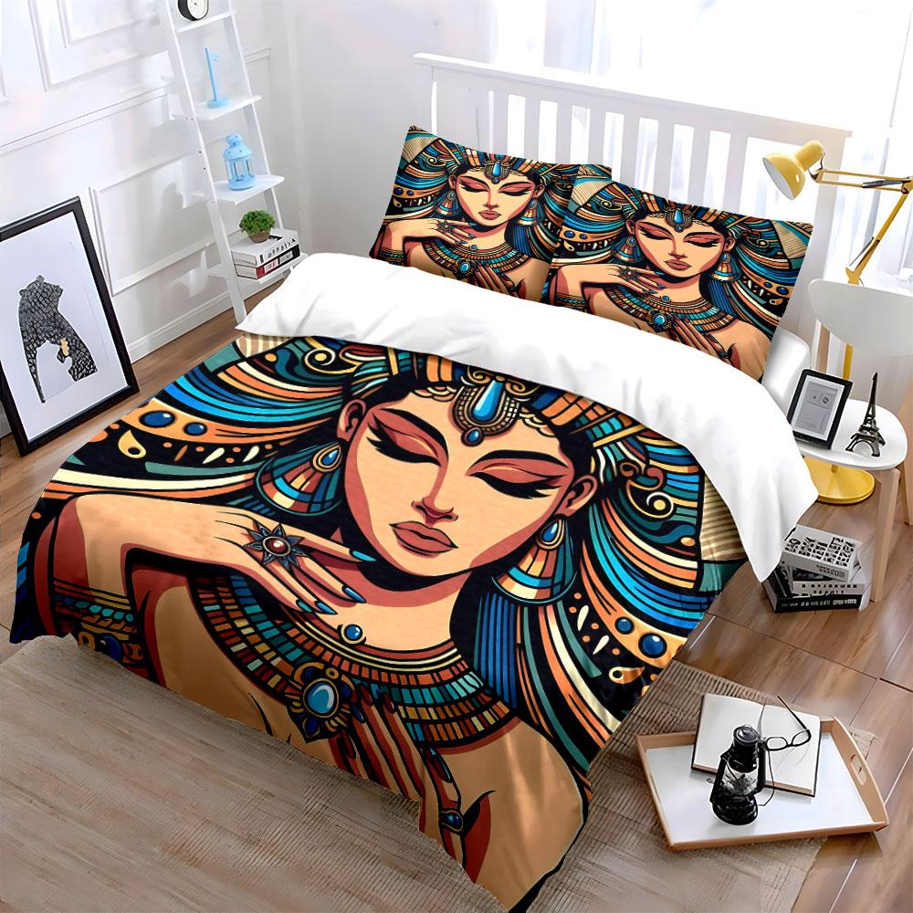 Artistic portrait of adorned woman Print Bedding Set 1 Duvet Cover 2 Pillowcases for Adult and Children Luxury Gift Full Size