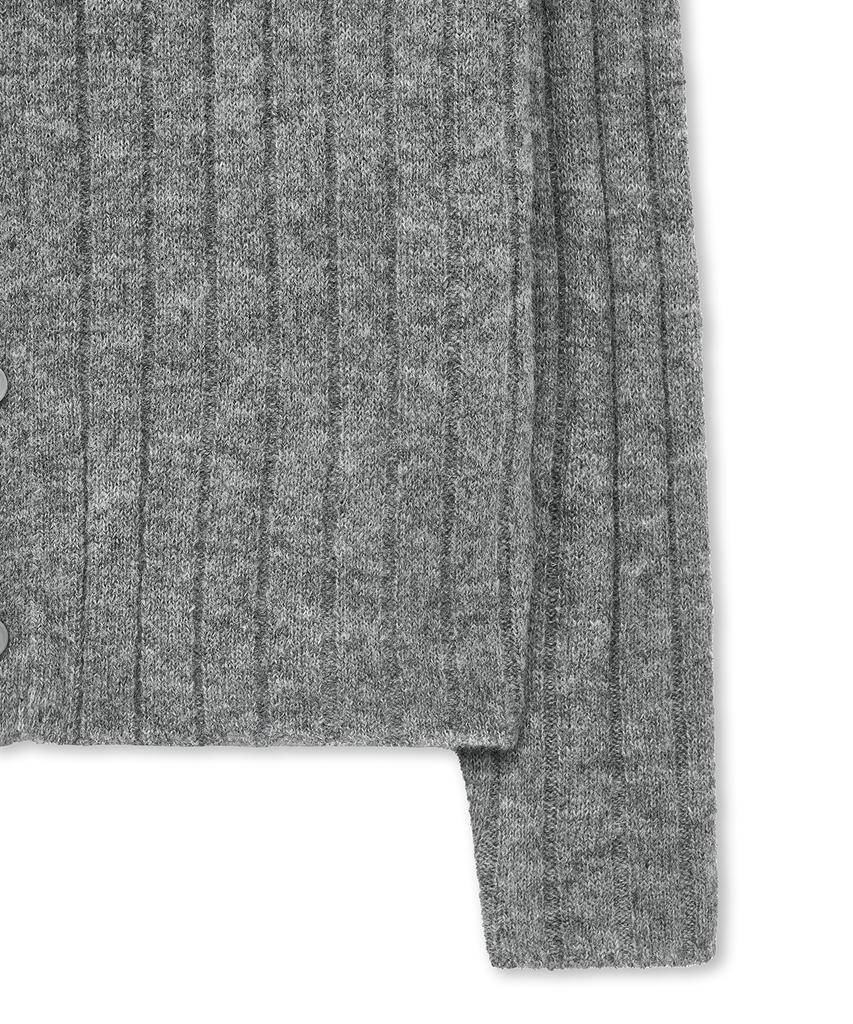 Intempomood Moss Crop Ribbed Cardigan_Gray