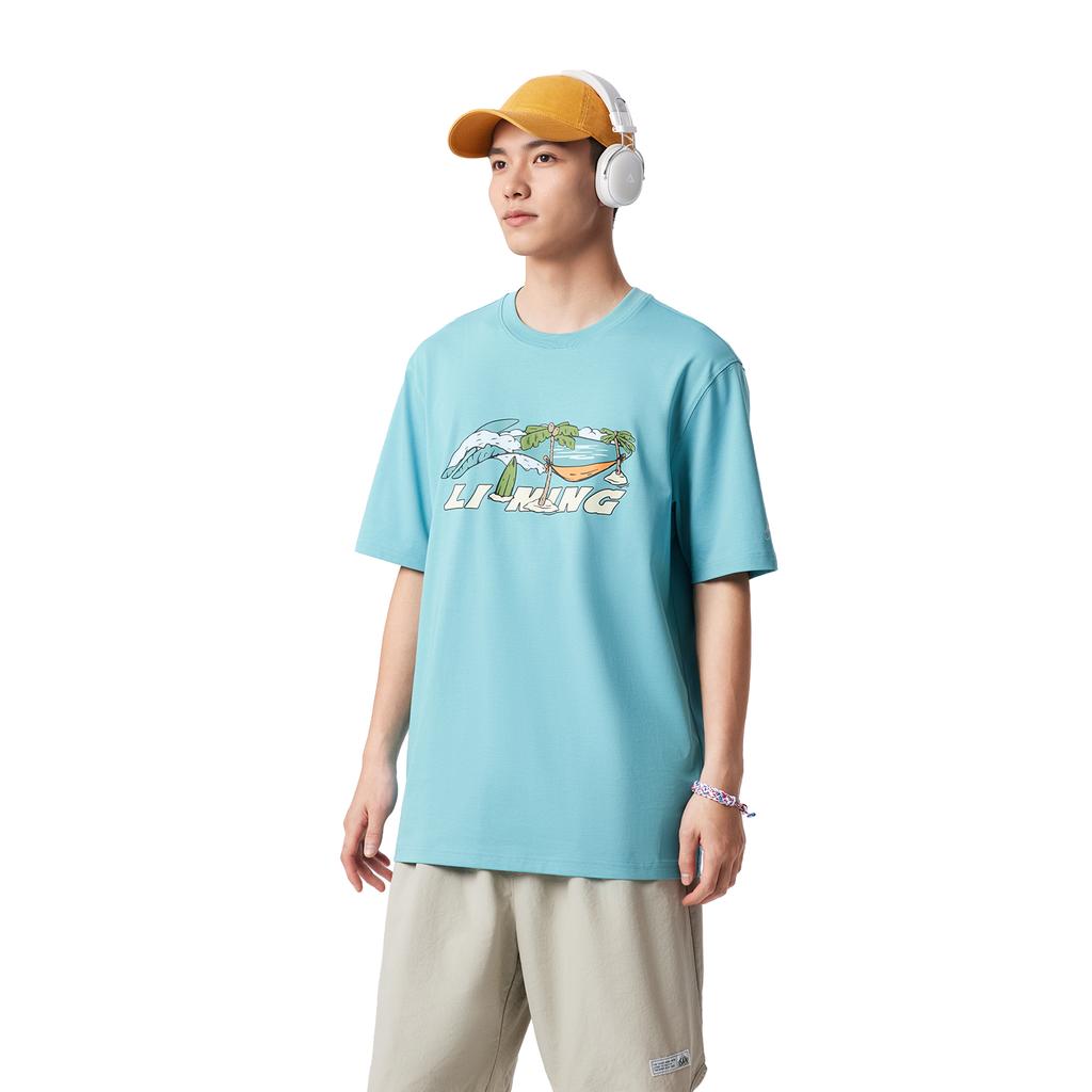 Li Ning Sports Life Collection T Shirt Men's Light Lake Blue AHSV369-4