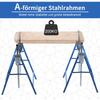 2-Piece Set Work Trestle, Load Capacity up to 200 kg, Foldable, Sawhorse, Height-Adjustable 80-130 cm, Scaffold Trestle Made of Steel