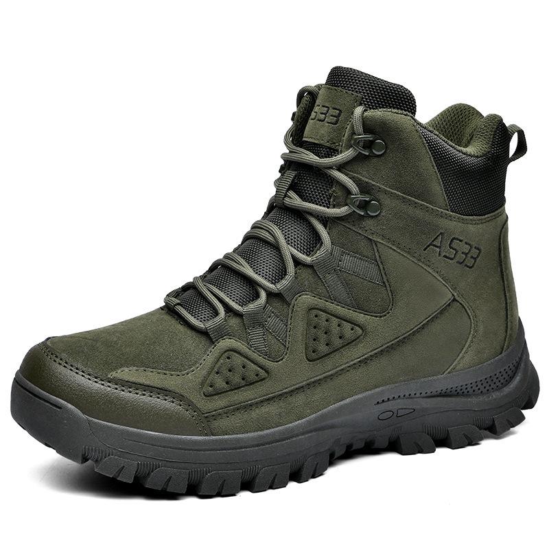 High Top Rubber Sole Outdoor Hiking Shoes Large Size Winter Warm Boots Tactical Training Men's Breathable Martin Shoes
