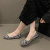 Sko for kvinner 2024 Grunnleggende damesko Hot Sale Kjoleballer Sko Kvinner Sløyfe Bling Firkantet Tå Slip on Myke Såler Sko Dame