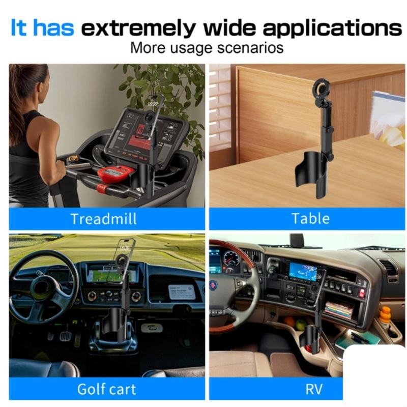 Adjustable 360 Rotating Phone Holder for Car Cup Slot Magnetic Attachment Universal Use For Auto Cup Holders Strong Magnet
