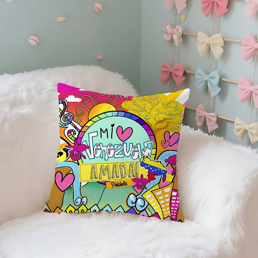 Venezuelas-Aesthetics-Art Pillow Case Cushion Cover Soft Cute Throw Pillow Case For Car Sofa Pillowcase Polyester With Zipper