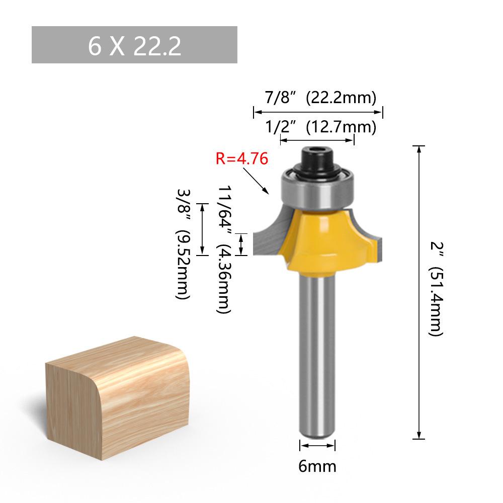 1/4" & 6mm Shank Roundover Bit Set (4-Piece) - Chamfer & Radius Edge Trimming Router Bits for Woodworking