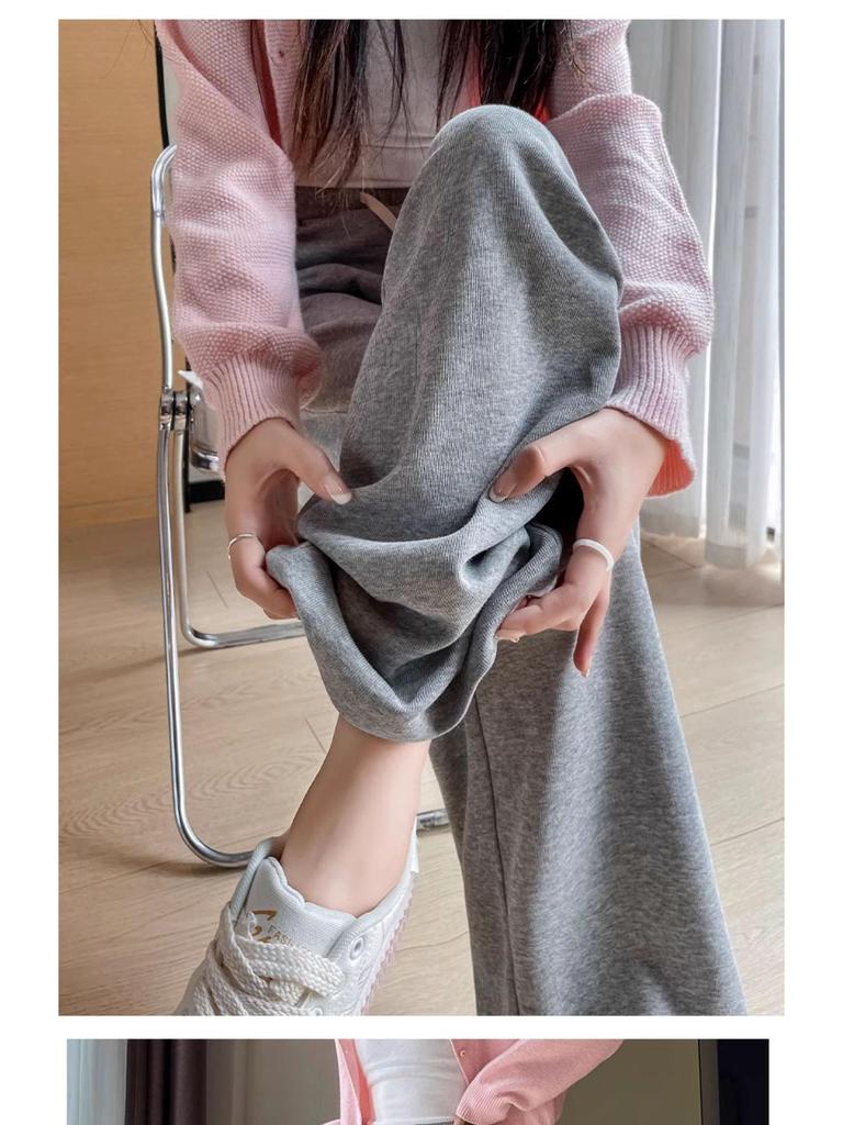Women's 2025 Spring/Fall Straight Wide-Leg Drawstring High-Waisted Floor-Length Slimming Sweatpants