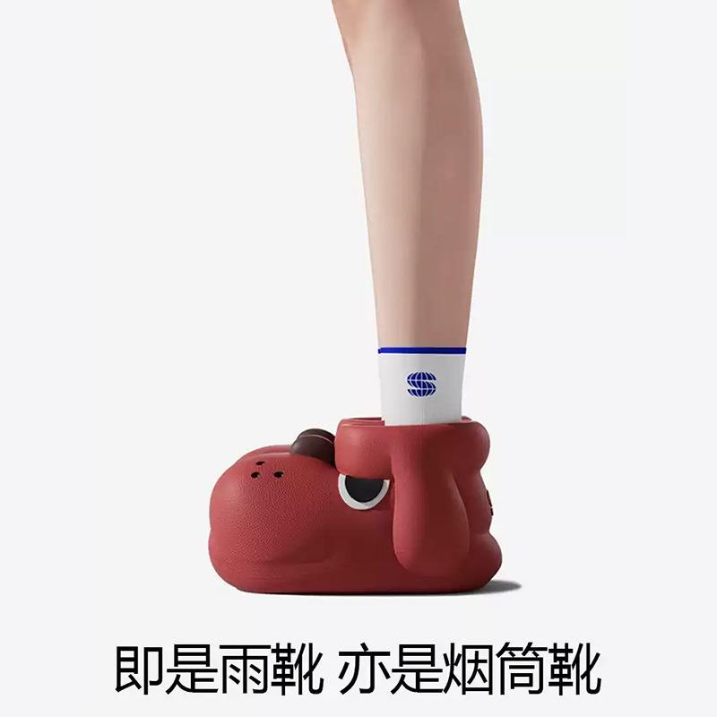 Chikoku puppy rain boots female cute outdoor wear non-slip comfortable thick-bottomed creek walking short boots waterproof slippers female