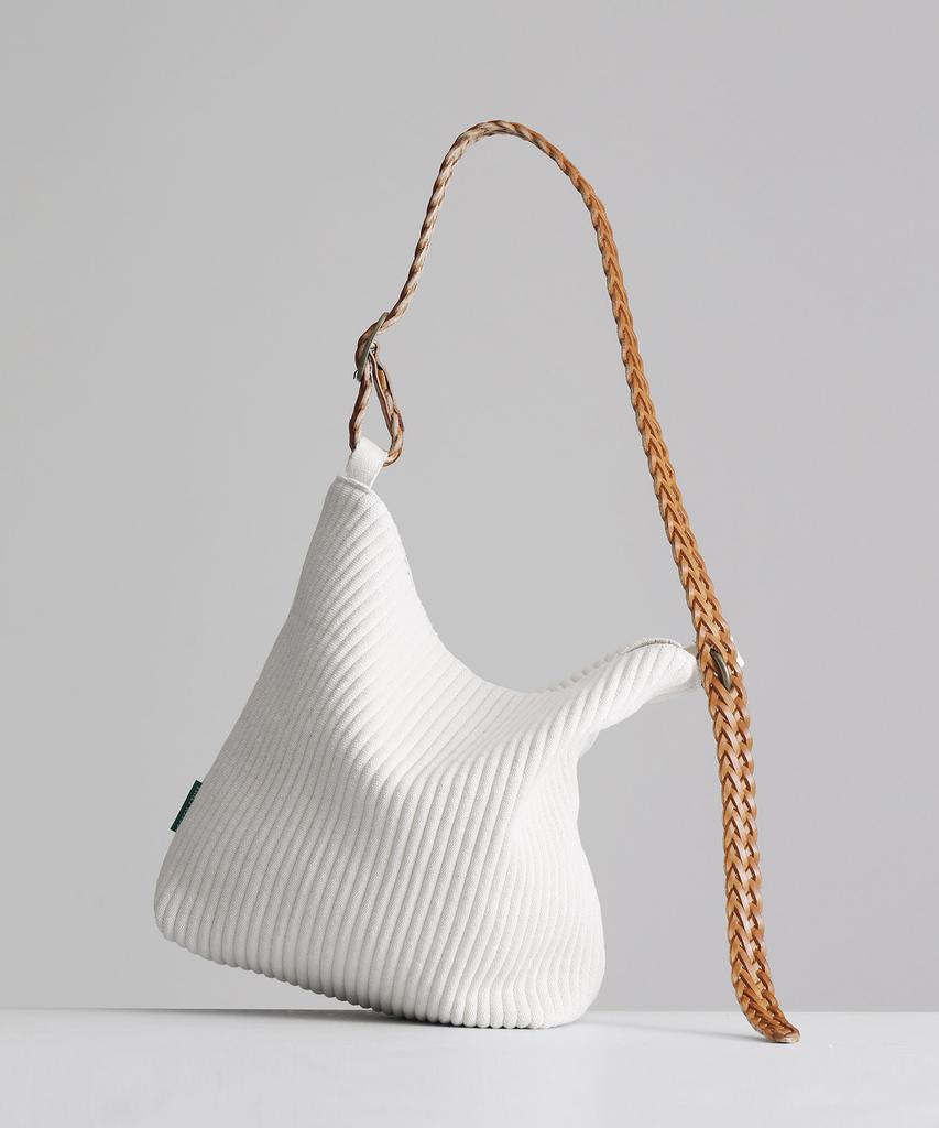 Green Stuff Belted Shoulder Bag B2 Ribbed Corduroy - Ivory