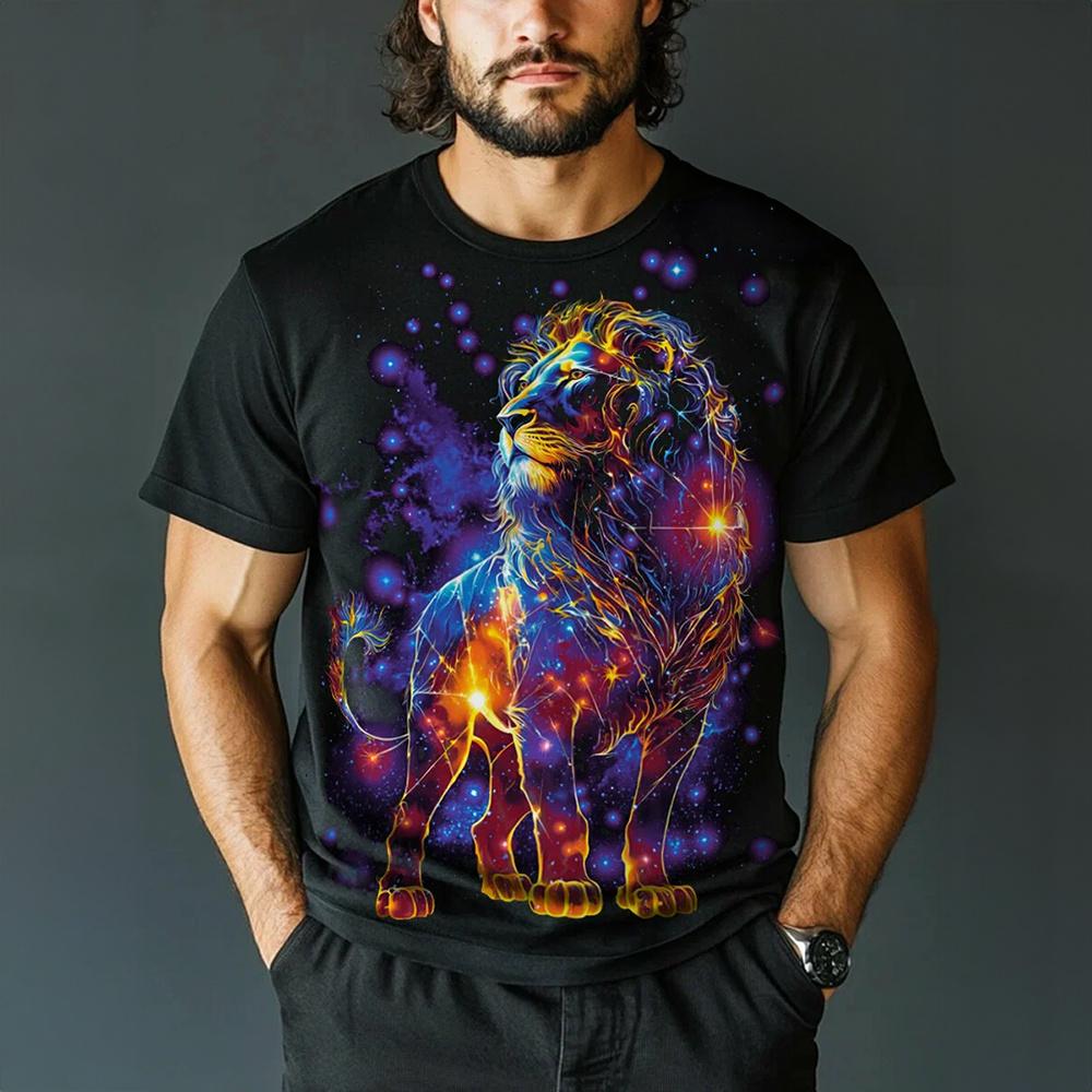 Vintage T-shirt For Men  Animal Russian Tiger Lion Print T Shirts Short Sleeve Tee Casual Streetwear Oversized Men Clothing Tops
