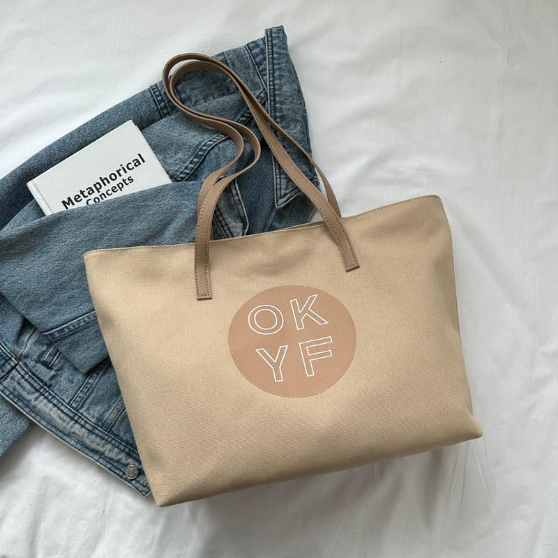 Trendy Canvas Tote Bag For Women Spacious Stylish Commuter Handbag With Dual Straps