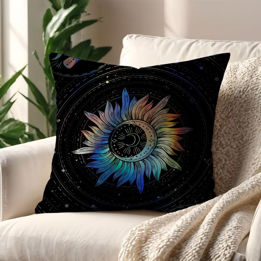 Magic Psychedelic Moon Print Black Cushion Cover Pillow Cover Decoration Room Home Sofa Living Office Car Nordic Simplicity