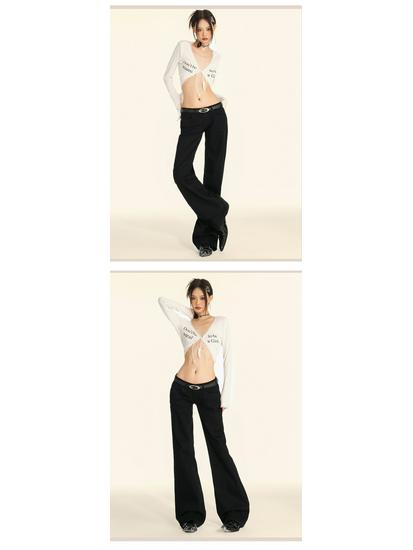 2024 Autumn Women's American Hottie Low Waist Wide-Leg Straight Floor-Length Jeans