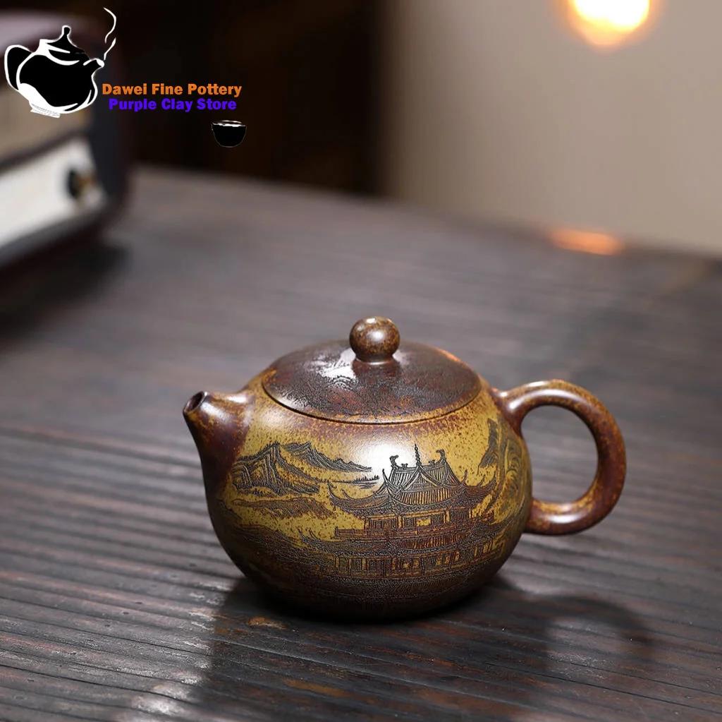 Исинский чайник из цзыша, Лонгу Цзиньша, специальный высокотемпературный обжиг дровами, чайник в китайском стиле «Фэнмин Сиши»