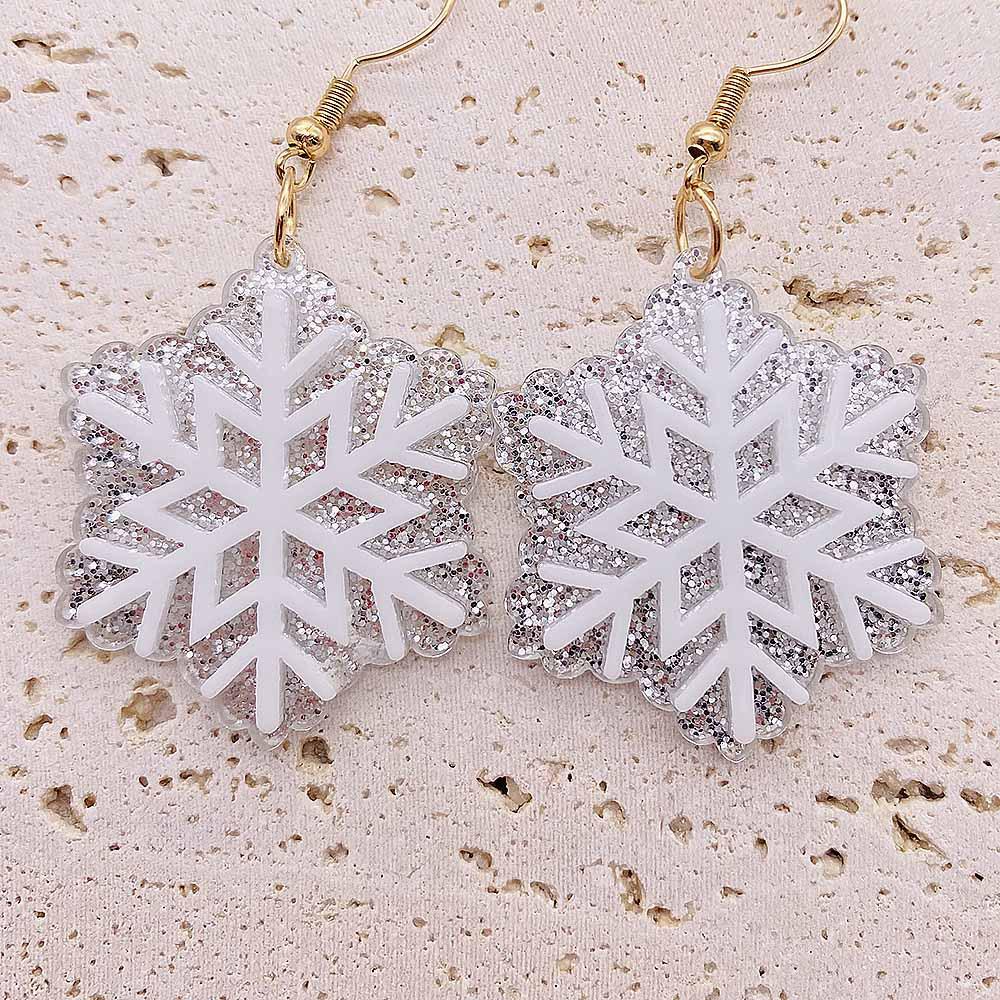 Acrylic Santa Claus & Snowflake Bell Christmas Earrings - European & American Style