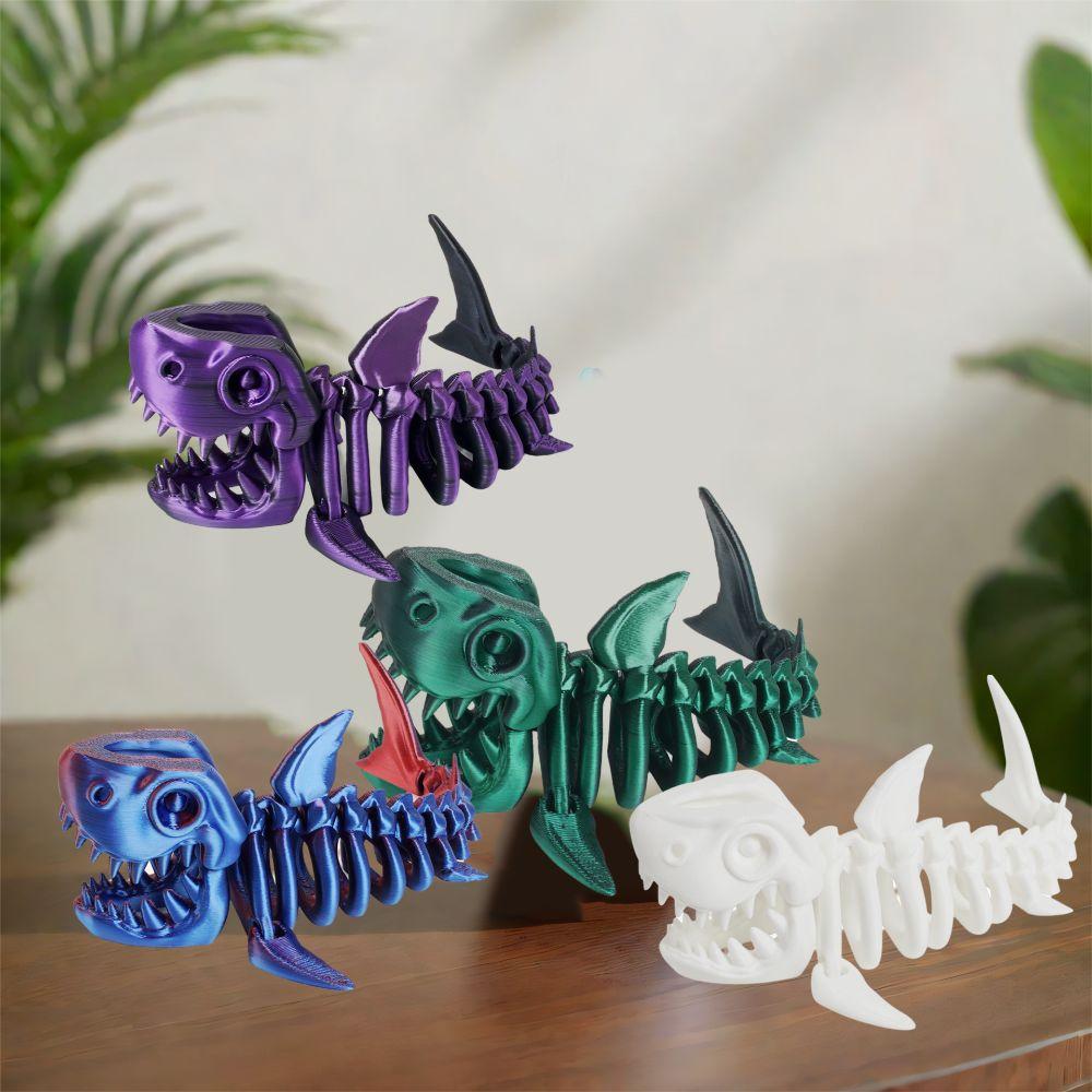 PLA Plastic 3D Printed Shark Model Handmade Simulation Shark  Home Decoration