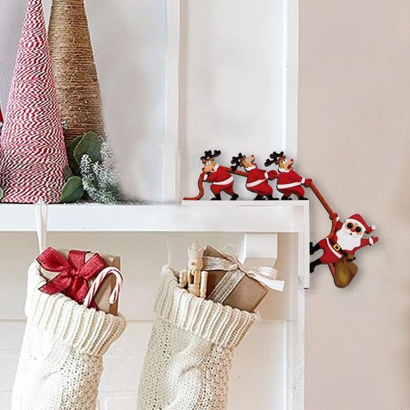 1PC Christmas Wooden Door Frame Decoration Creative Corner Door Frame Decoration Dwarf Santa Claus Pendant