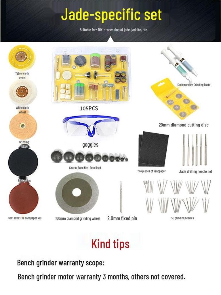 Compact Electric Bench Grinder for Woodworking, Jade Cutting, Engraving, Polishing, and Grinding Wheel Tasks.