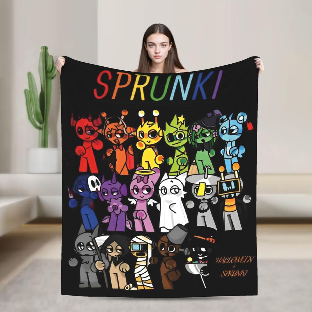 Sprunki Characters Game Blankets  Flannel Funny Breathable Throw Blanket for Home All Season
