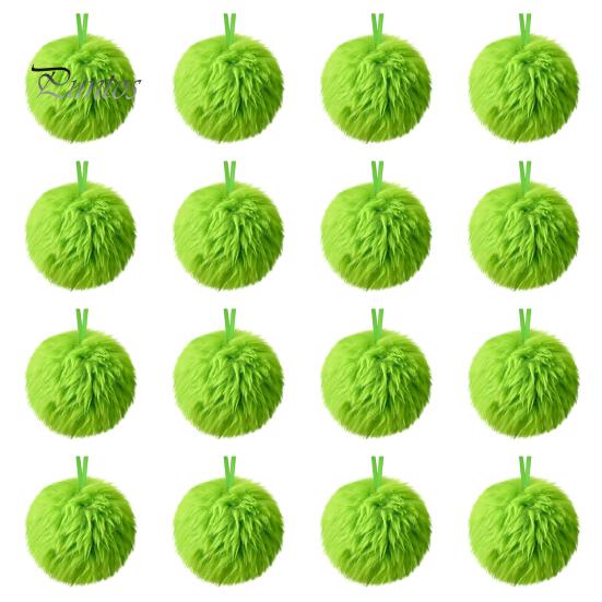 

16 шт. Рождественские зеленые шары, пушистые шары, подвесные украшения для рождественской елки, подвеска из искусственного меха с помпоном для домашнего офиса, школы, декора 16pcs